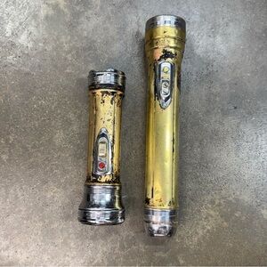 Vintage Winchester Brass Flashlights Lot 7” & 10” Nonworking Patina